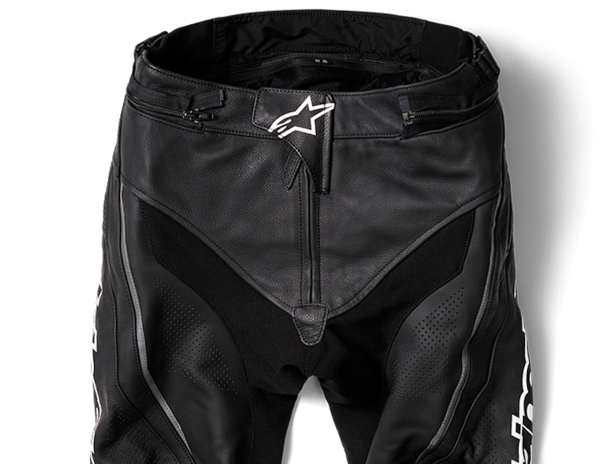 Motorcycle gear, pants, shielding panels