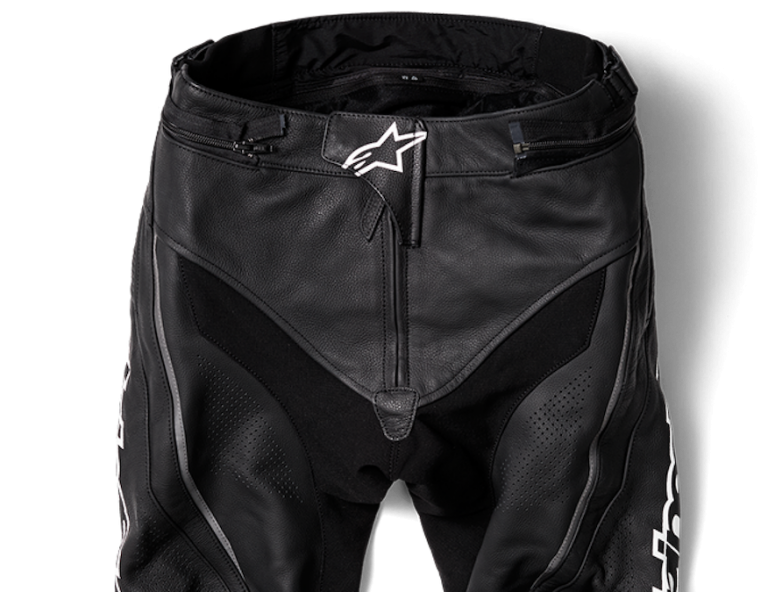 Motorcycle gear, pants, shielding panels