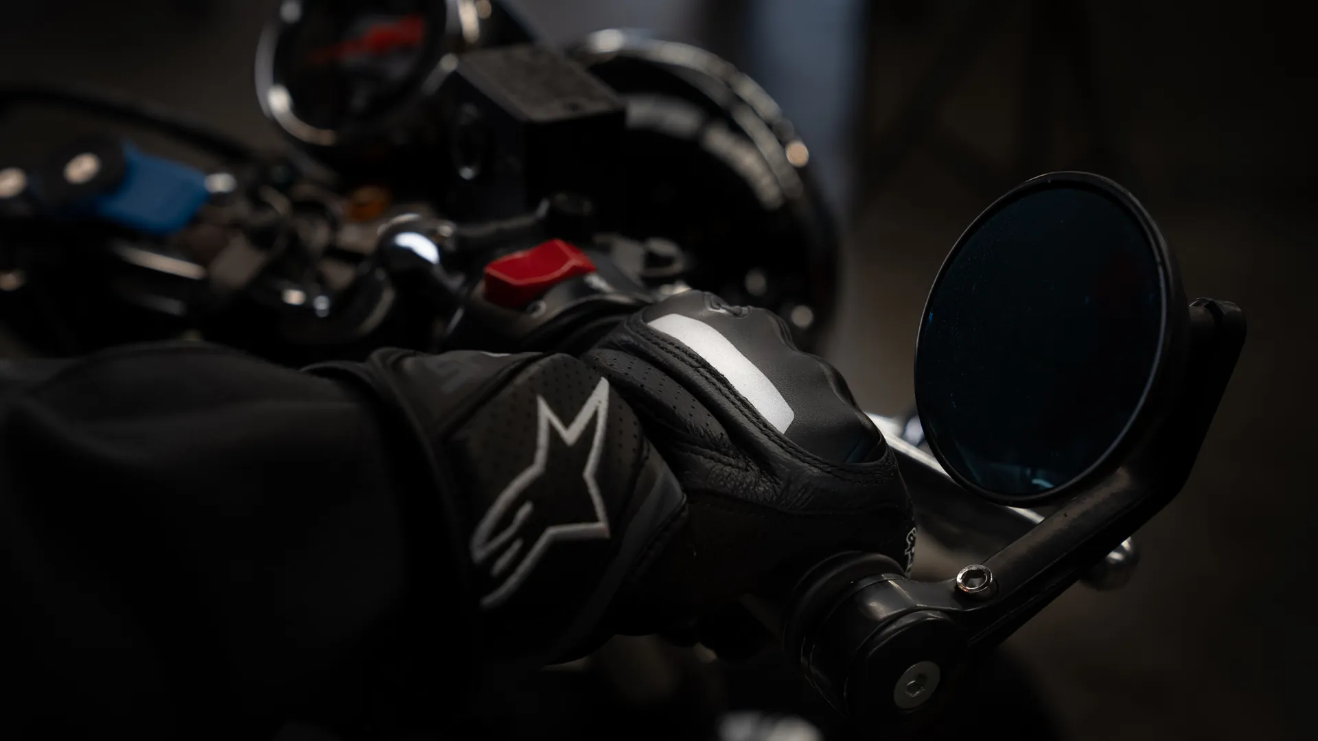 Close up of a hand wearing a riding glove