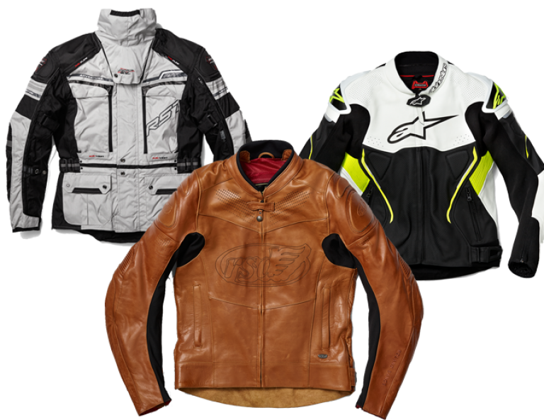Motorcycle gear, jackets, leather, reinforced stitching, elbow and shoulder protection, impact protection