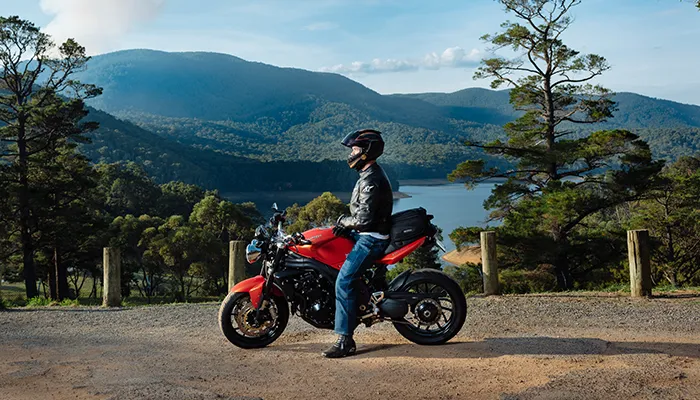 Geoff Boxer sitting on his motorcycle